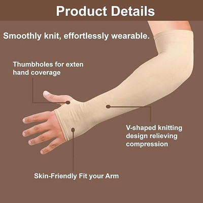 JINTAFIT Nylon Arm Sleeve For Men & Women(Free, Beige)