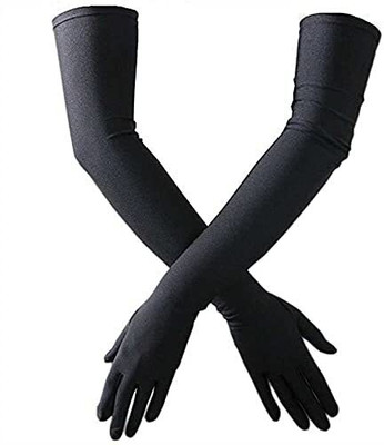 Fashionon Cotton Arm Sleeve For Men & Women(Free, Black)