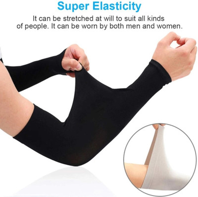 Kiki Cotton Arm Sleeve For Men & Women(Free, Black)