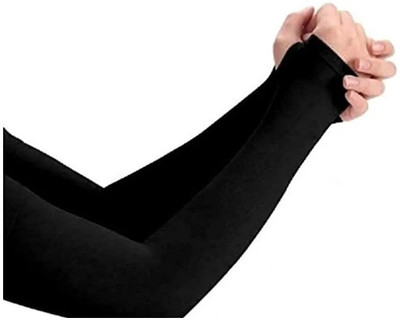 JusAwesm Cotton, Nylon Arm Sleeve For Girls(Free, Black)