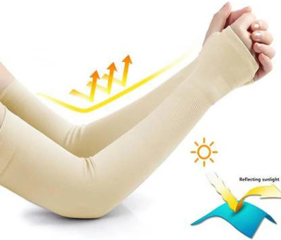 Kalaneet Cotton Arm Sleeve For Men & Women(Free, Beige)