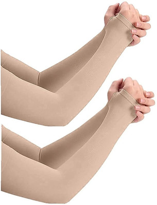 Kalaneet Nylon Arm Sleeve For Men & Women(Free, Beige)
