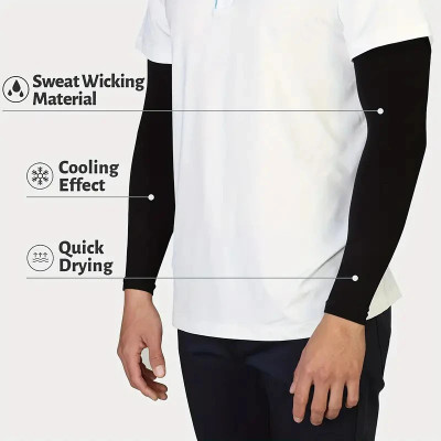 Adnate Nylon Arm Sleeve For Men & Women(Free, Black)
