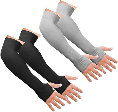 AKOOPAR GLOBAL Nylon Arm Sleeve For Men & Women(Free, Black, Grey)