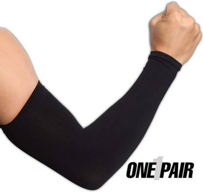 Vaquita Nylon Arm Sleeve For Men & Women(Free, Black)