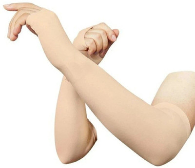 grofly Cotton Arm Sleeve For Men & Women(Free, Beige)