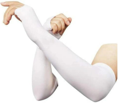 VeleSolv Nylon Arm Sleeve For Men & Women(Free, White)