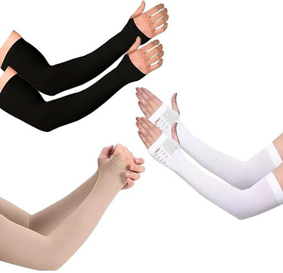 Sheux Cotton Arm Sleeve For Men & Women(Free, Black)