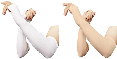 Jully Cotton Arm Sleeve For Men & Women(L, White, Beige)