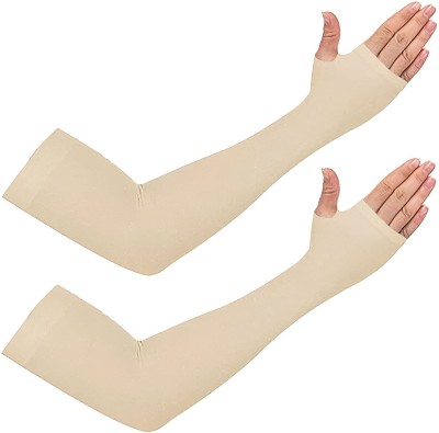 INDRAMANSHA Cotton Arm Sleeve For Men & Women(XXL, Beige)