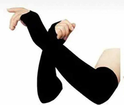 JusAwesm Nylon Arm Sleeve For Men & Women(M, Black)