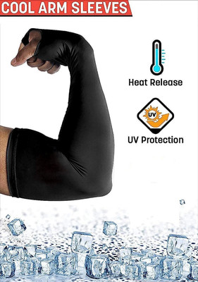 JusAwesm Polyester Arm Sleeve For Boys & Girls(S, Black)