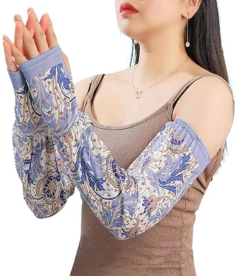 MOMISY Cotton Arm Sleeve For Women(Free, Blue)