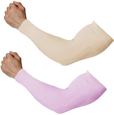 AMAXY Polyester, Cotton, Nylon Arm Sleeve For Men & Women(Free, Beige, Pink)