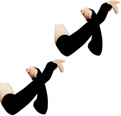 Adnate Cotton, Nylon Arm Sleeve For Men & Women(Free, Black)