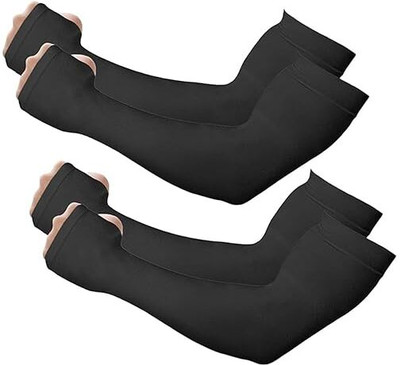 LOOM LEGACY Nylon Arm Sleeve For Men & Women(Free, Black)