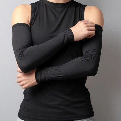 Fash Nylon Arm Sleeve For Men & Women(L, Black)