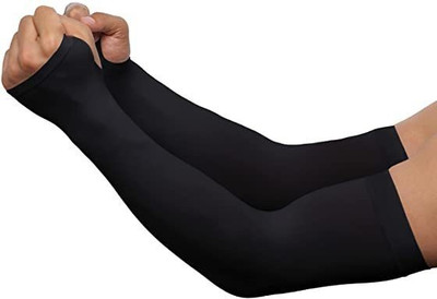 JusAwesm Cotton, Nylon Arm Sleeve For Boys & Girls(Free, Black)
