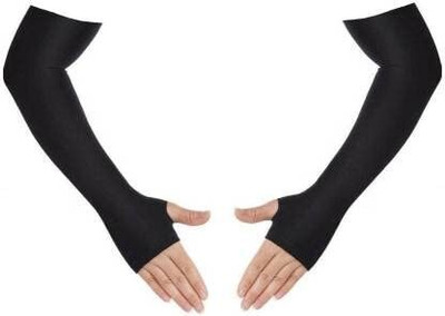 Motoway Nylon Arm Sleeve For Men & Women(Free, Black)