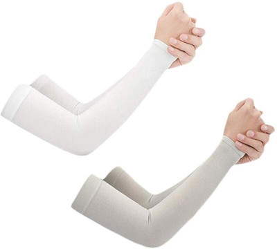 Cozyway Cotton, Nylon Arm Sleeve For Men & Women(Free, White, Grey)