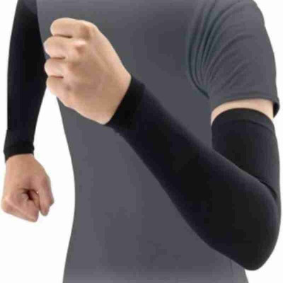 JusAwesm Nylon, Cotton Arm Sleeve For Boys & Girls(Free, Black)