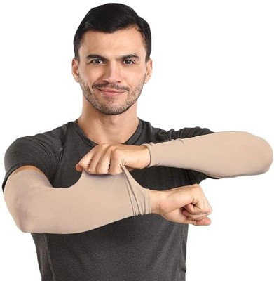 Aryan Hosiery Silk Arm Sleeve For Men & Women(Free, Beige)