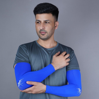 MHAX Cotton Arm Sleeve For Men With Tattoo(Free, Blue)