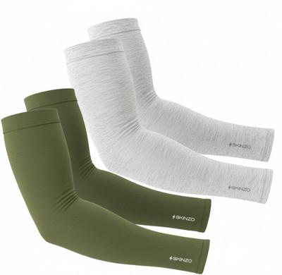 SKINZO Cotton Arm Sleeve For Men & Women(Free, Green, Grey)