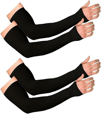 Sheux Cotton Arm Sleeve For Men & Women(Free, Black)