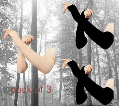 Benicia Nylon Arm Sleeve For Men & Women(Free, Black)