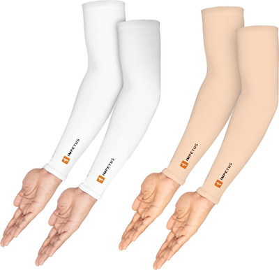 impetus Nylon Arm Sleeve For Men & Women(Free, White, Beige)