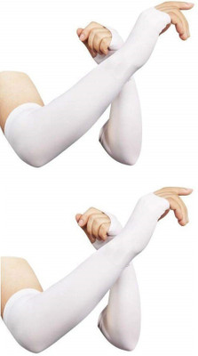 Adnate Cotton, Nylon Arm Sleeve For Men & Women(Free, White)
