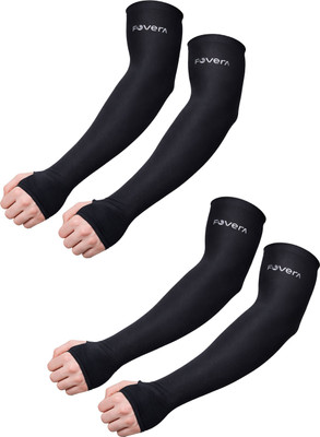FOVERA Polyester Arm Sleeve For Men & Women(Free, Black)