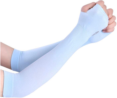 Mubco Cotton Arm Sleeve For Men & Women(Free, Blue)