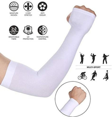 Hakima Enterprises Nylon Arm Sleeve For Men & Women(Free, White)