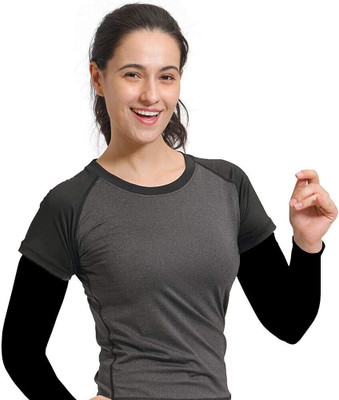 araanshi Nylon, Cotton Arm Sleeve For Men & Women(Free, Black)