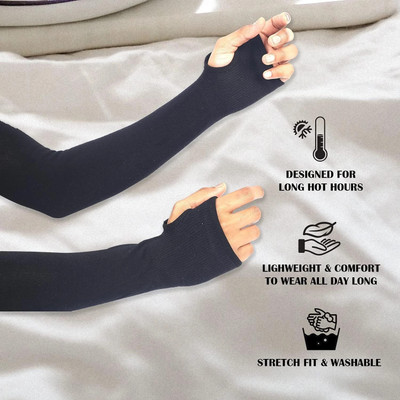 MSR STORE Nylon, Cotton Arm Sleeve For Men & Women(Free, Black)