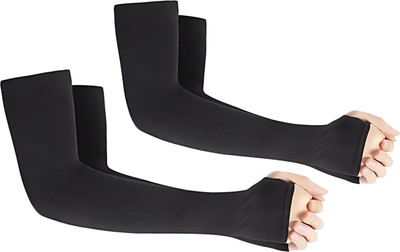 Adnate Polyester Arm Sleeve For Men & Women(Free, Black)