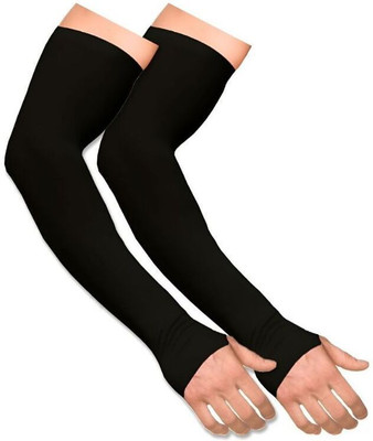 Mg StarMart Nylon Arm Sleeve For Men & Women(Free, Black)