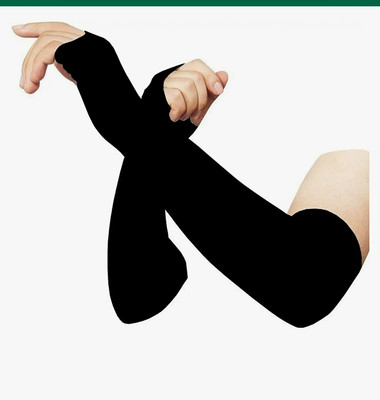 let's silim Cotton Arm Sleeve For Boys & Girls(Free, Black)