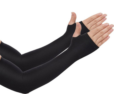 Vaquita Polyester Arm Sleeve For Men & Women(Free, Black)