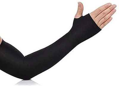 JusAwesm Nylon Arm Sleeve For Men & Women(Free, Black)