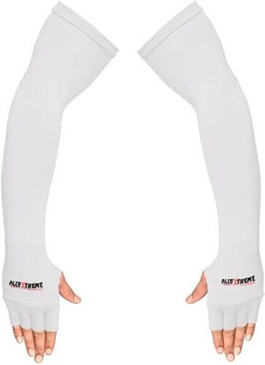 ALLEXTREME Polyester Arm Sleeve For Men & Women(Free, White)