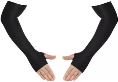 JusAwesm Nylon Arm Sleeve For Men & Women(Free, Black)
