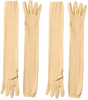 Adnate Cotton Arm Sleeve For Women(Free, Beige)