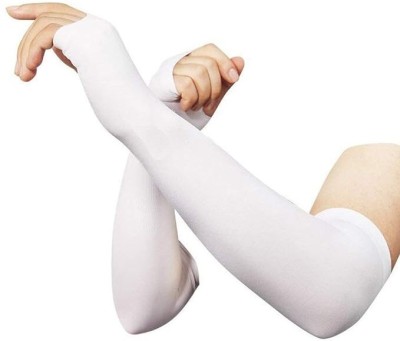 DOMIIC Nylon Arm Sleeve For Men & Women(Free, White)