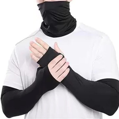 JusAwesm Nylon Arm Sleeve For Men & Women(XL, Black)