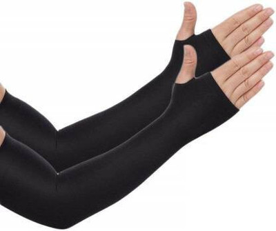 araanshi Cotton Arm Sleeve For Men & Women(Free, Black)