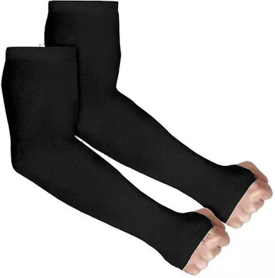 YOUTH ROBE Nylon Arm Sleeve For Men & Women(Free, Black)