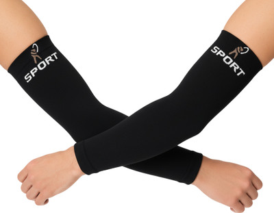 EXCELLION Cotton Arm Sleeve For Men & Women(Free, Black)